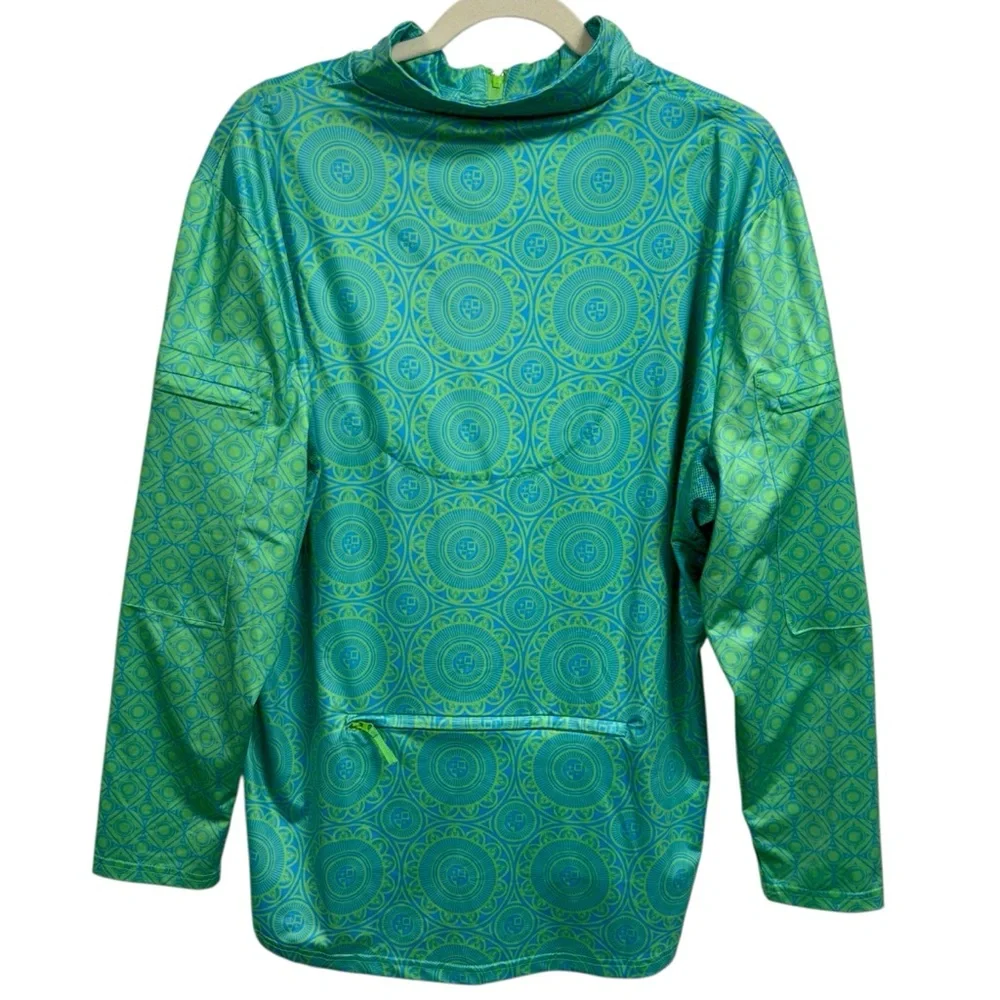 Gretchen Scott St Lawrence Half Zip Pullover Turq Kelly Medallion XL - Picture 4 of 16